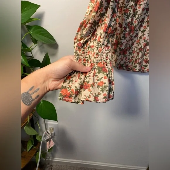 NWOT Free People|| Meant To Be Floral Blouse Top Size Small, Valentines - Picture 7 of 13